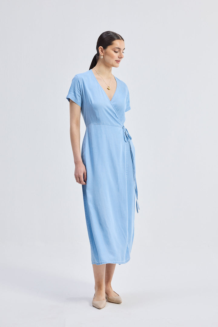 Maxi Wrap Dress | Light Blue