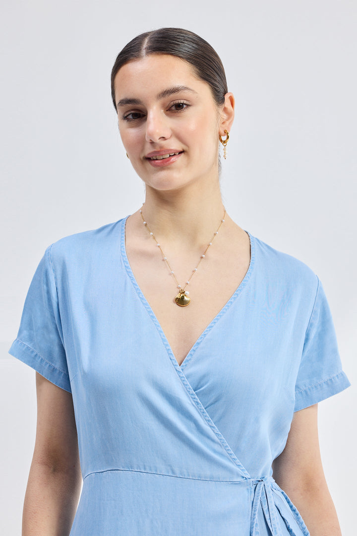 Maxi Wrap Dress | Light Blue