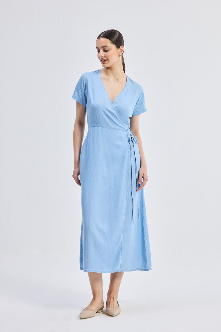 Maxi Wrap Dress | Light Blue