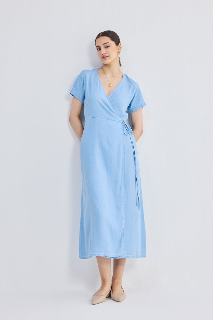 Maxi Wrap Dress | Light Blue