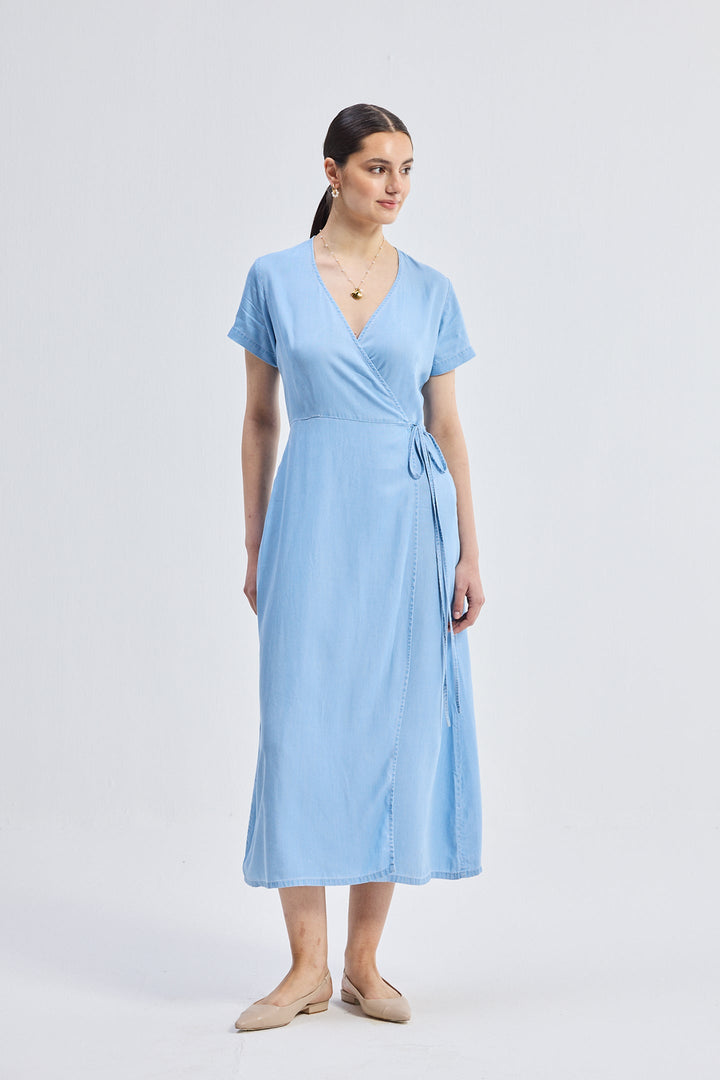 Maxi Wrap Dress | Light Blue