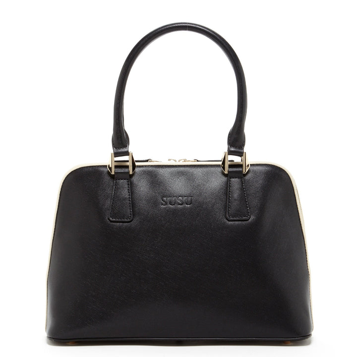 Melissa Saffiano Leather Satchel Bag - Black