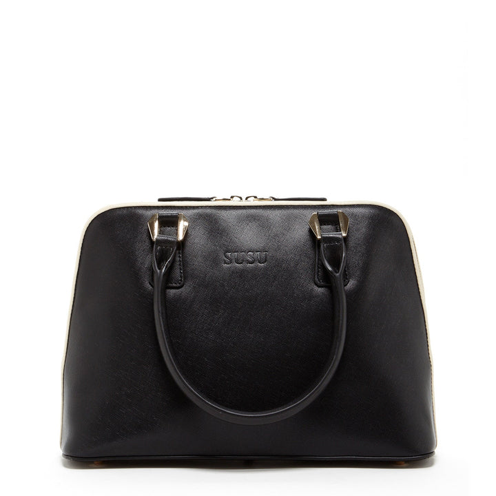 Melissa Saffiano Leather Satchel Bag - Black