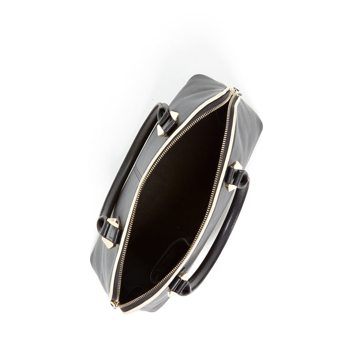 Melissa Saffiano Leather Satchel Bag - Black