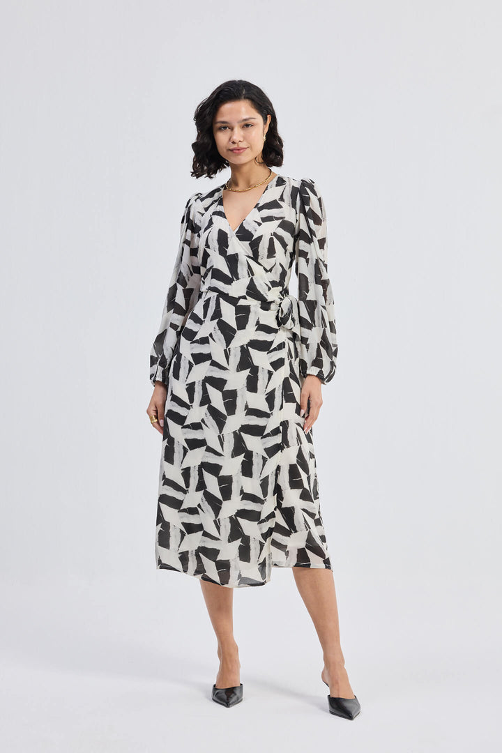 Midi Wrap Dress | Abstract Mosaic