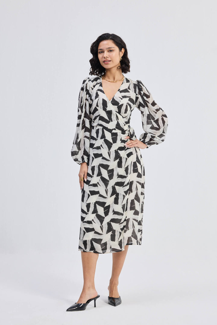 Midi Wrap Dress | Abstract Mosaic