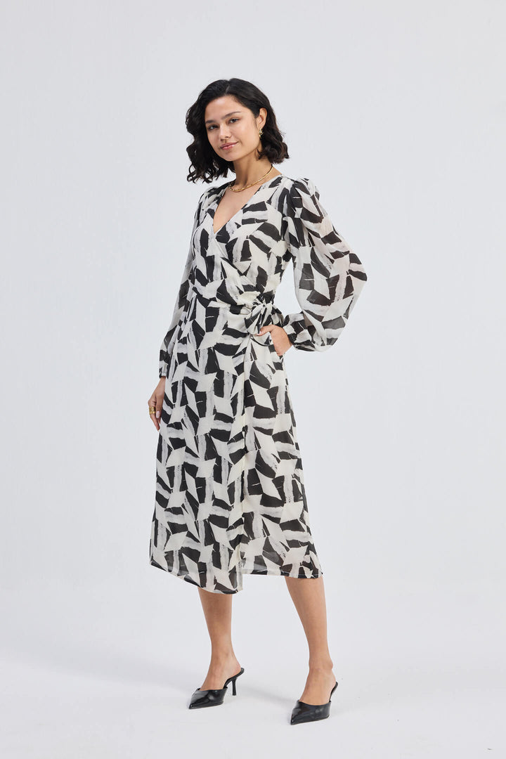 Midi Wrap Dress | Abstract Mosaic