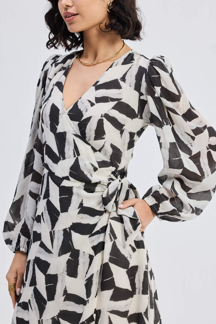 Midi Wrap Dress | Abstract Mosaic