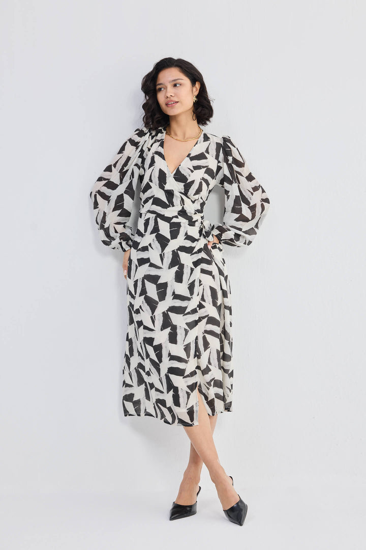 Midi Wrap Dress | Abstract Mosaic
