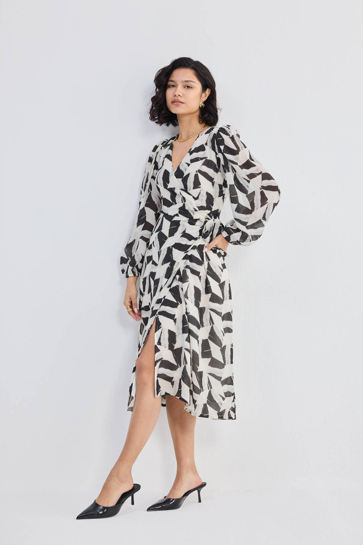 Midi Wrap Dress | Abstract Mosaic