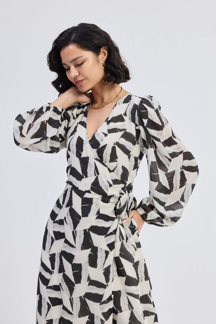 Midi Wrap Dress | Abstract Mosaic