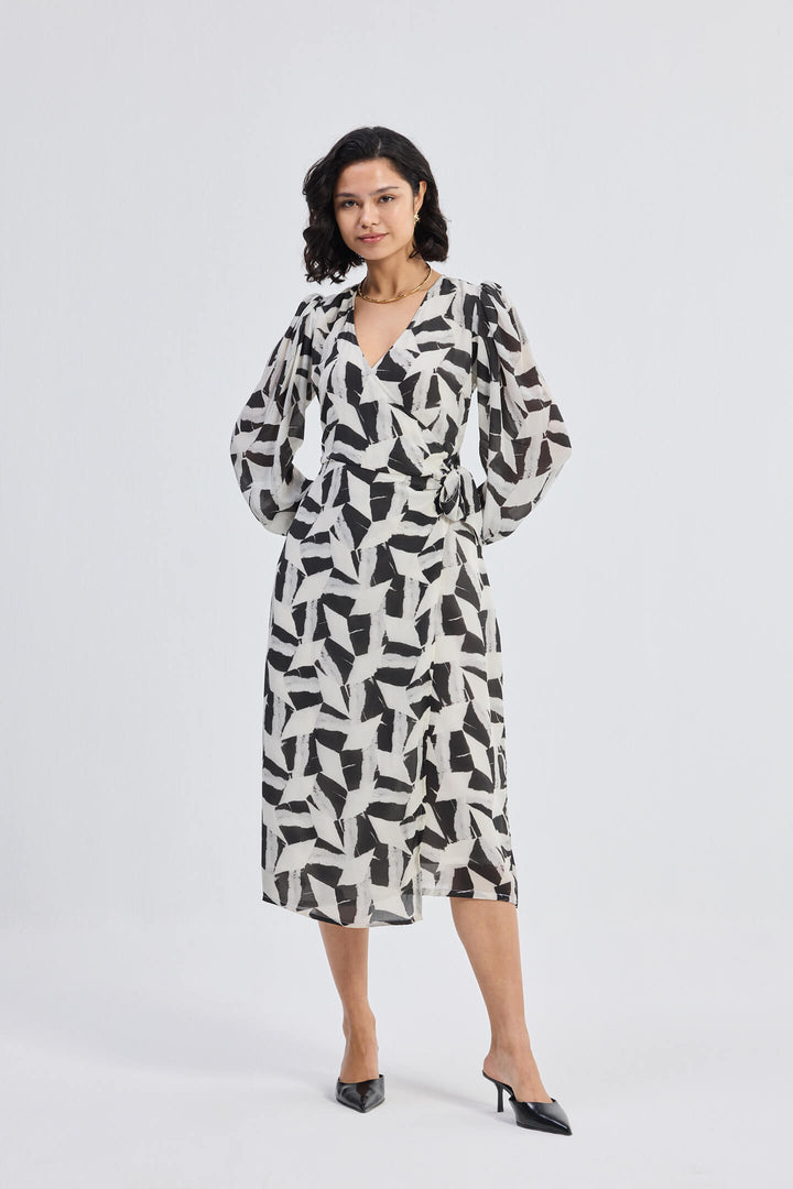 Midi Wrap Dress | Abstract Mosaic