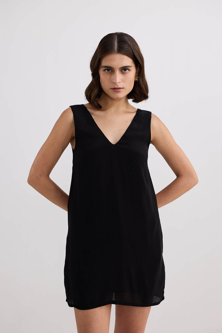 Midnight Muse V-neck Short Dress | Black