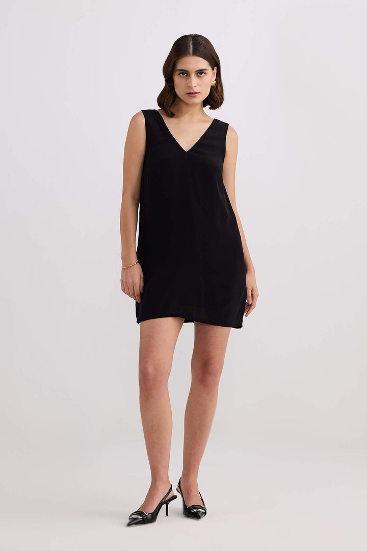 Midnight Muse V-neck Short Dress | Black