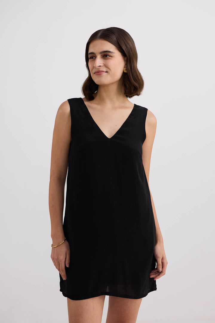 Midnight Muse V-neck Short Dress | Black