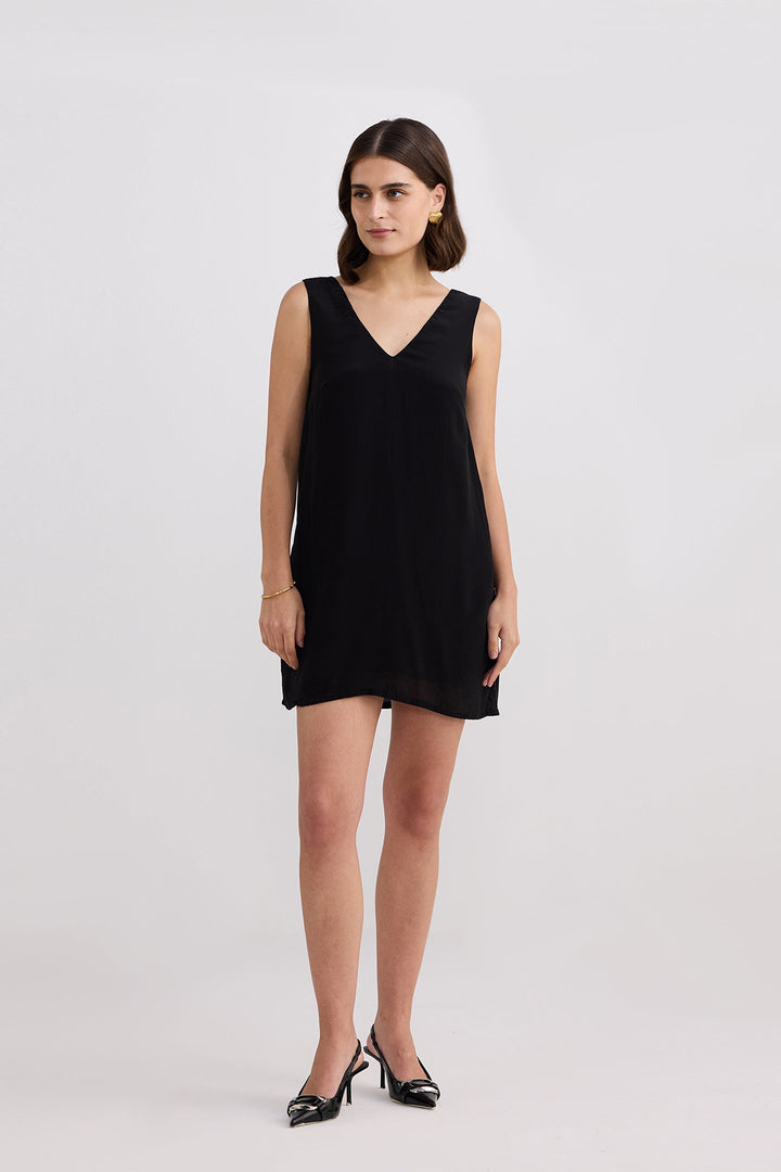 Midnight Muse V-neck Short Dress | Black