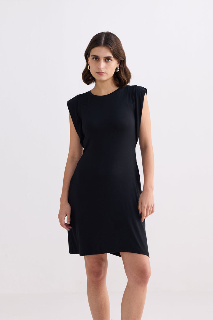 Muscle Tee Short Dress | Black