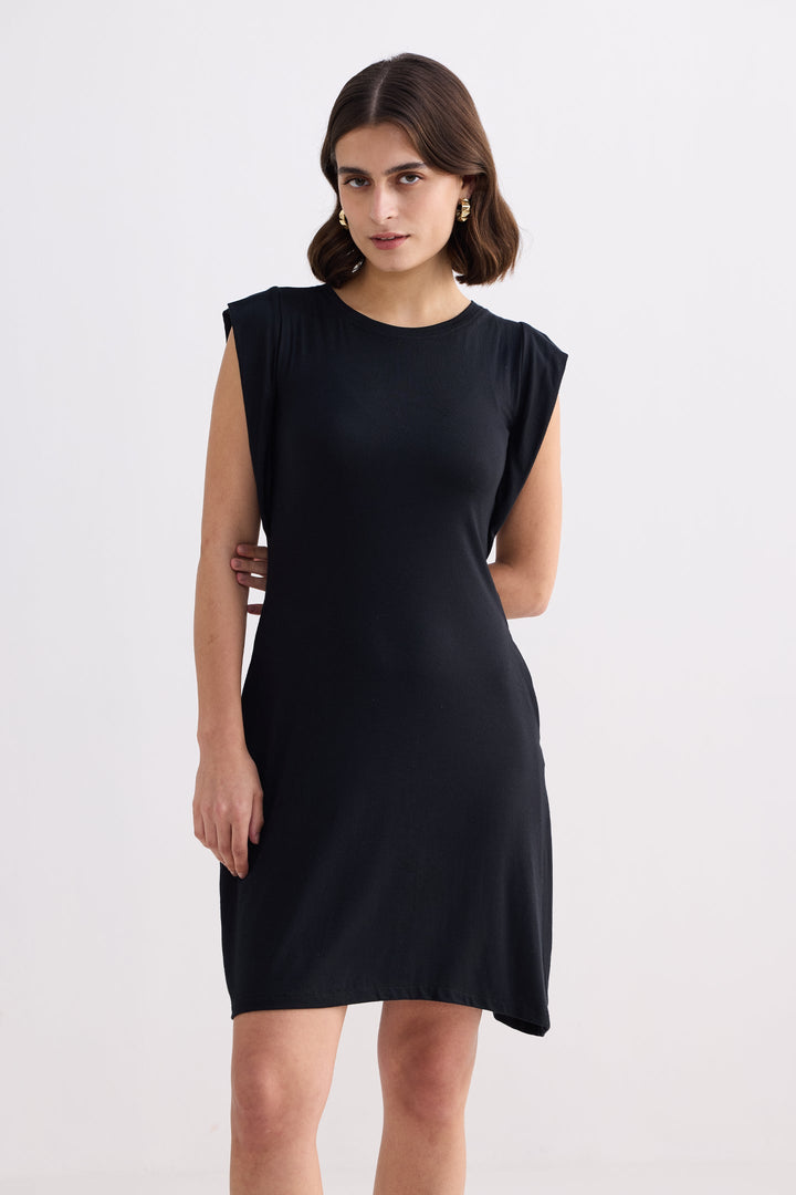 Muscle Tee Short Dress | Black