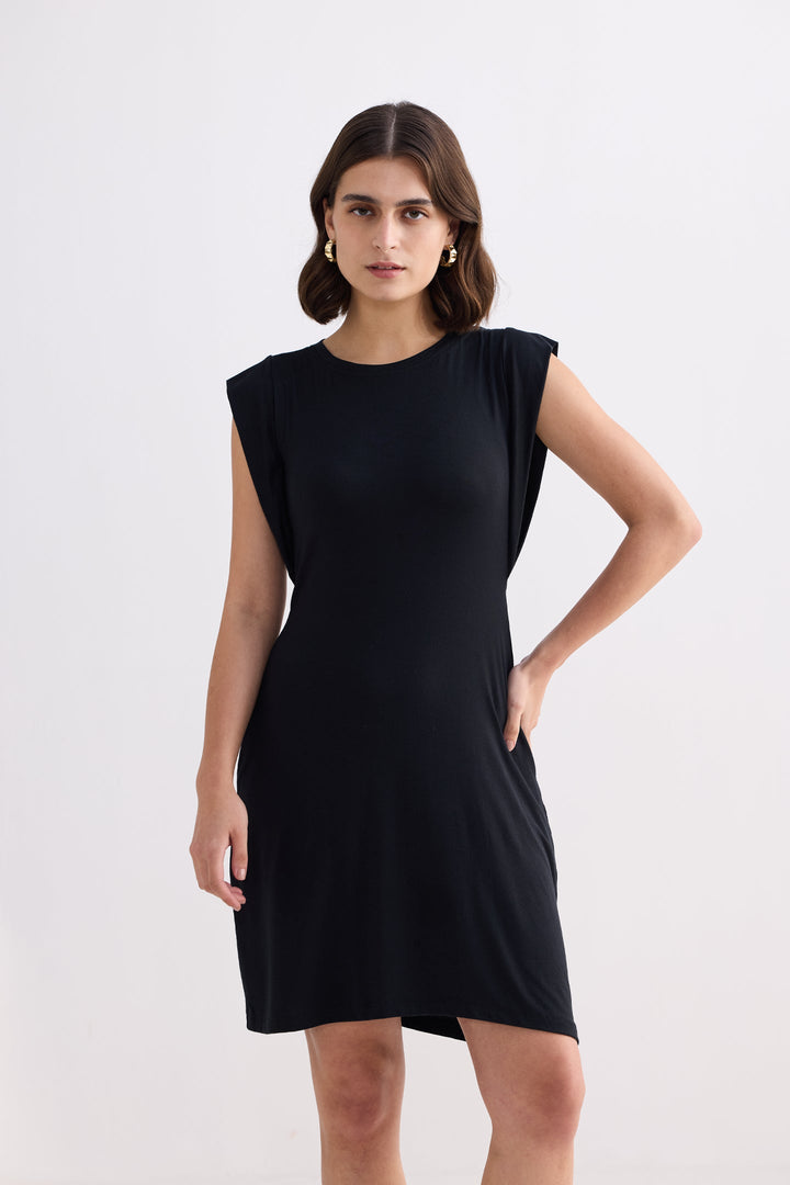 Muscle Tee Short Dress | Black