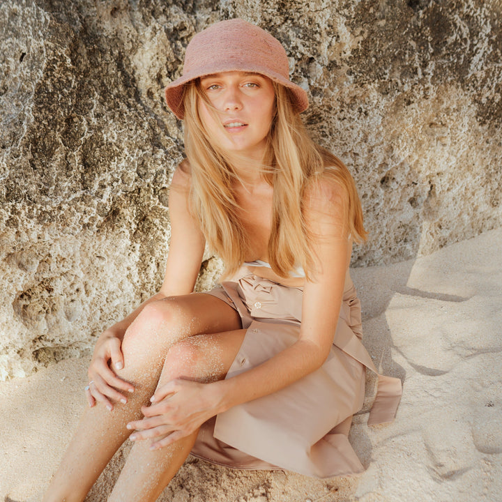 Nala Safari Jute Straw Hat - Blush Rose