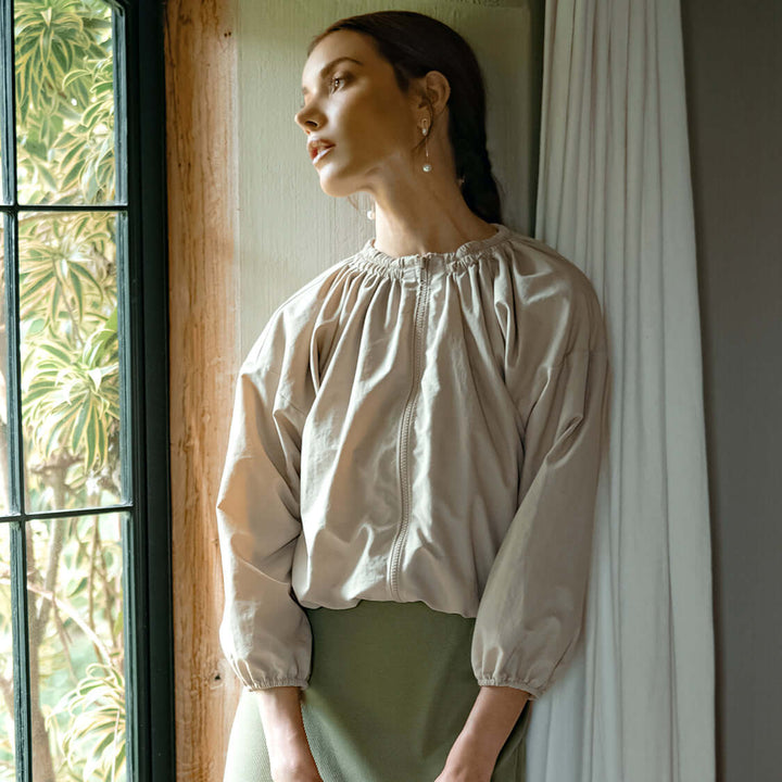 Norma Recycled Ruffle Jacket - Beige