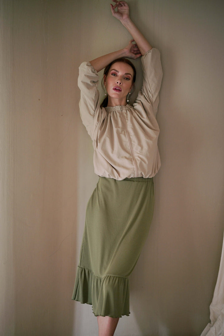 Norma Recycled Ruffle Jacket - Beige