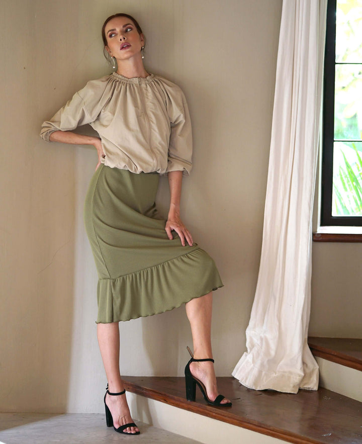 Norma Recycled Ruffle Jacket - Beige