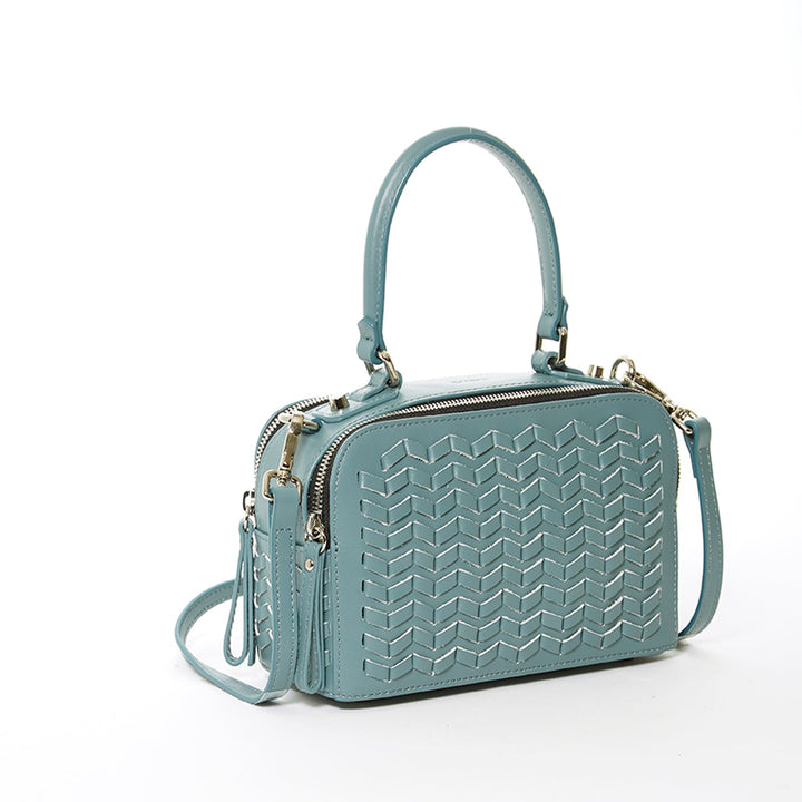 Susu The Kayla Woven Leather Crossbody Bag - Blue