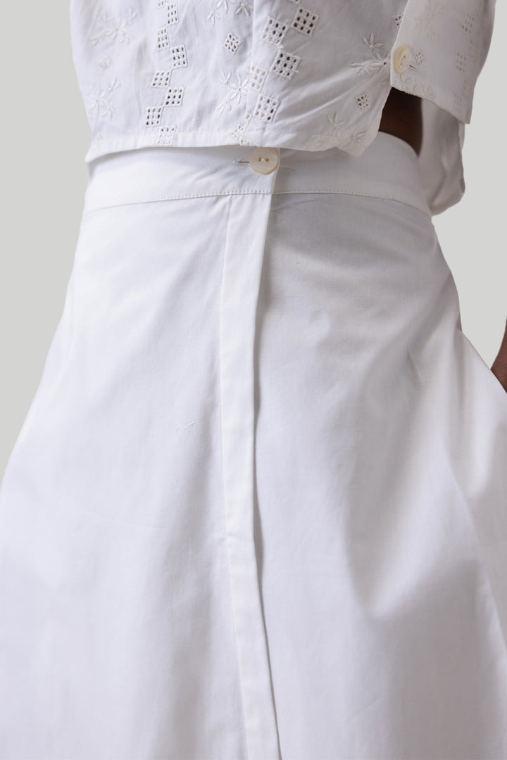 Overlap Midi Skirt - White