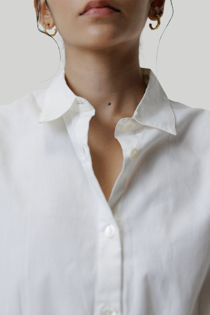 Oversized Crop Shirt - Off-white