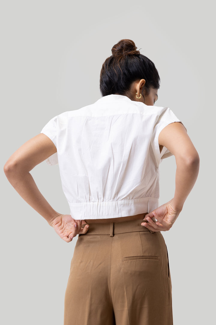 Oversized Crop Shirt - Off-white