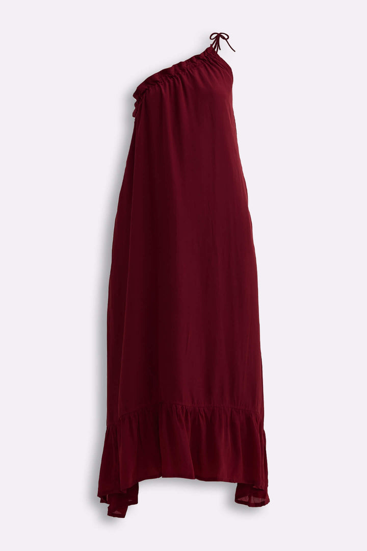 One-Shoulder Midi Dress | Burgundy