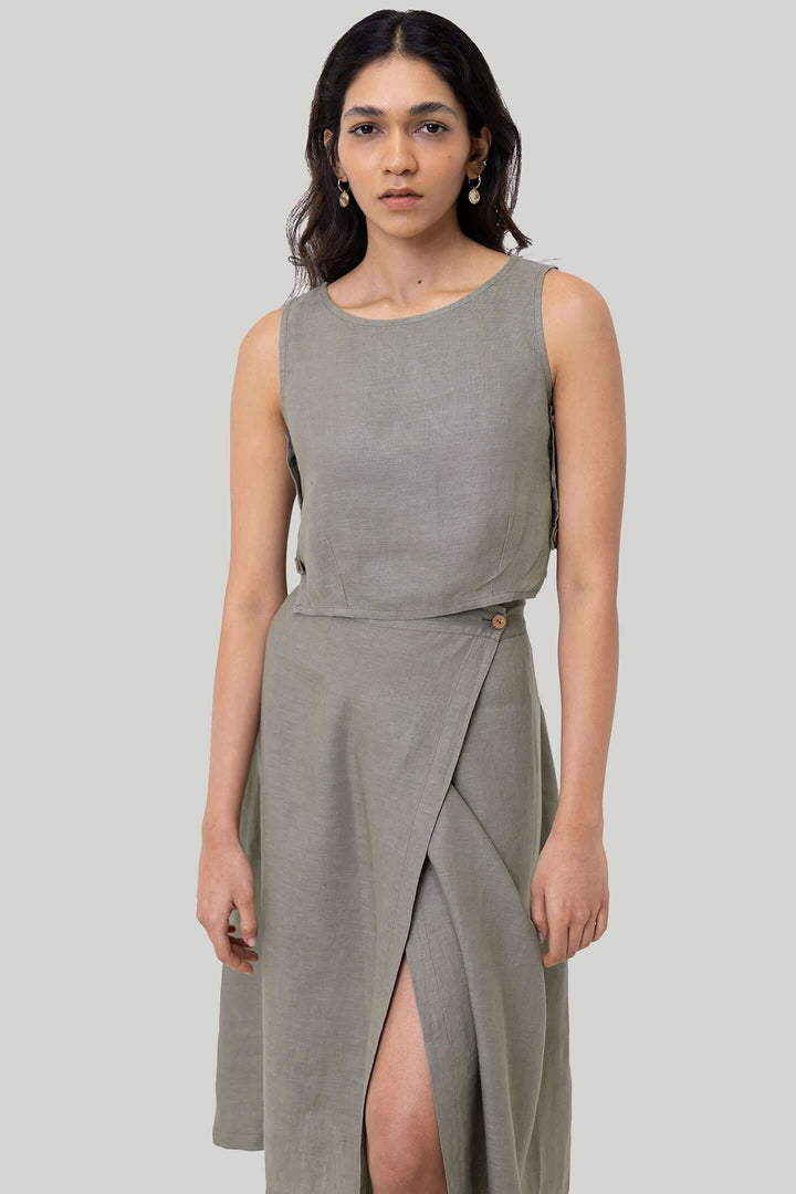 Overlap Midi Skirt - Dark Green