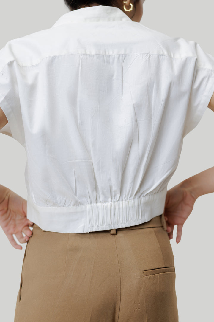Oversized Crop Shirt - Off-white