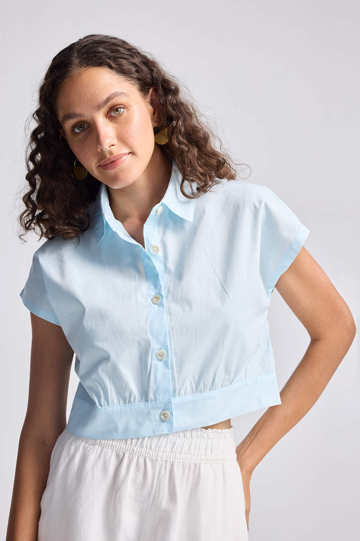 Oversized Crop Shirt | Summer Blue