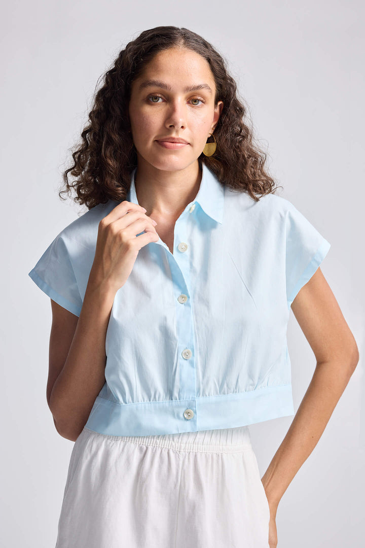 Oversized Crop Shirt | Summer Blue