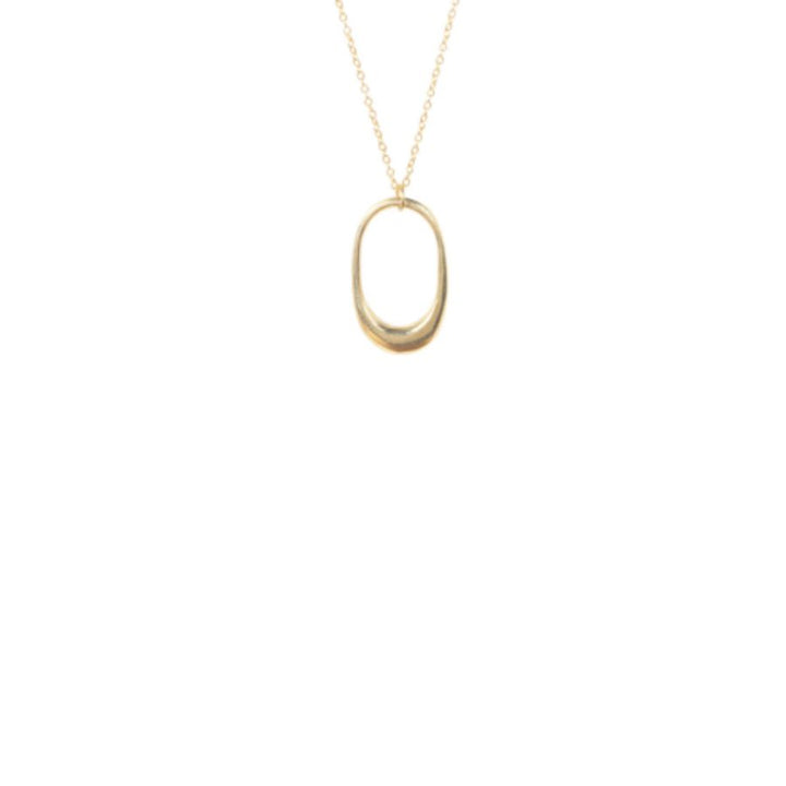 Delicate Mezi Brass Pendant Necklace with organic charm on a simple chain handcrafted in Kenya.