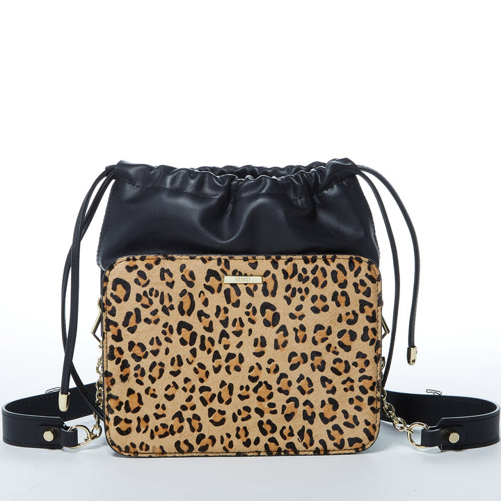 Susu The Patricia Black Leopard Leather Purse
