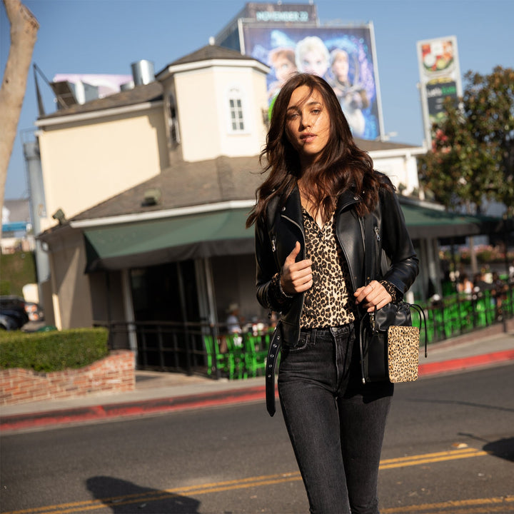 Susu The Patricia Black Leopard Leather Purse