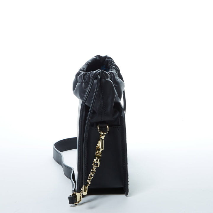 Susu The Patricia Black Leather Bucket Bag Snakeskin Design