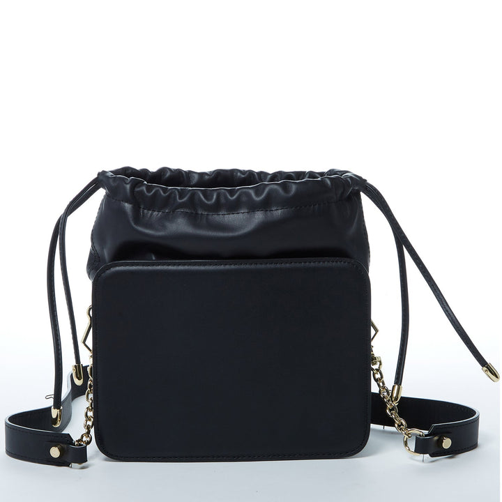 Susu The Patricia Black Leather Bucket Bag Snakeskin Design