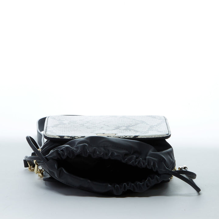 Susu The Patricia Black Leather Bucket Bag Snakeskin Design