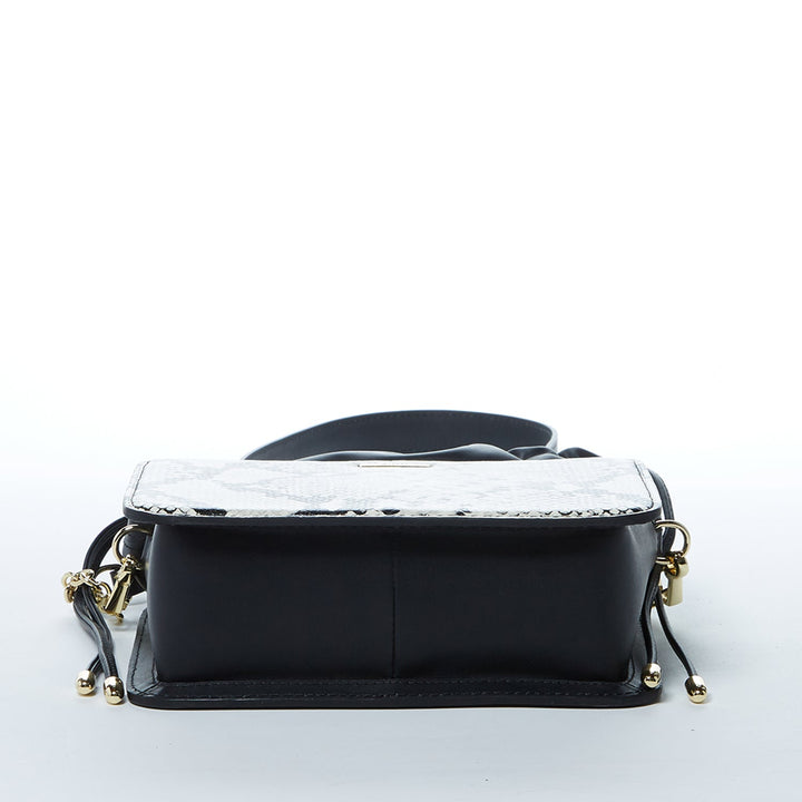 Susu The Patricia Black Leather Bucket Bag Snakeskin Design