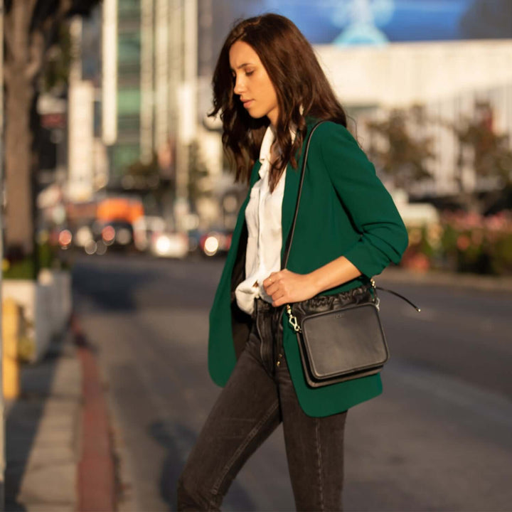 Susu The Patricia Black Leather Purse Drawstring