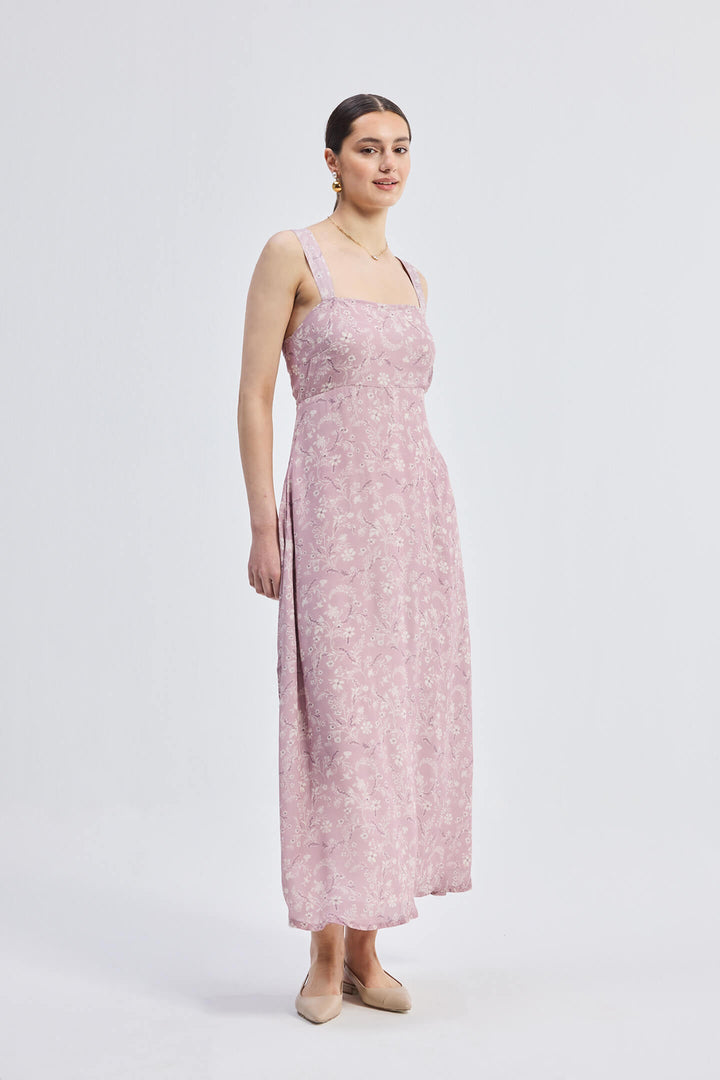 Perfect Floral Maxi With Tapered Straps | Pink