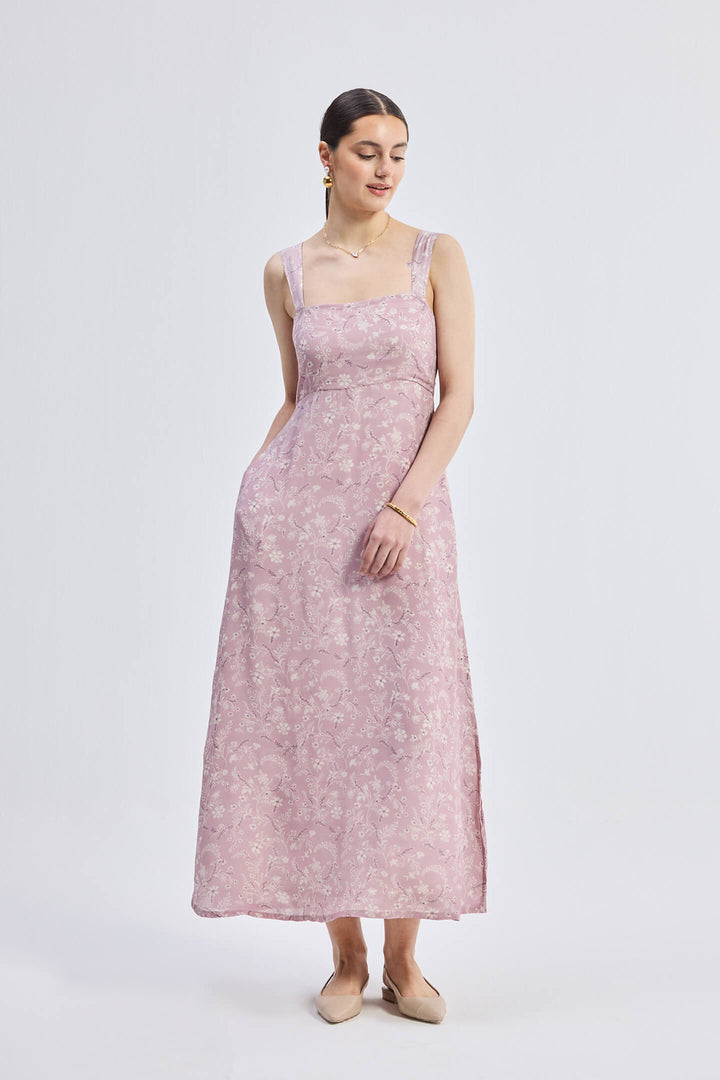 Perfect Floral Maxi With Tapered Straps | Pink