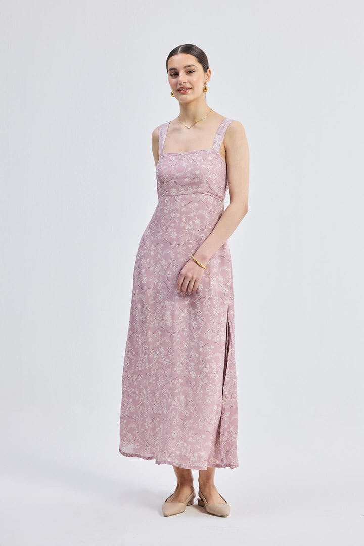 Perfect Floral Maxi With Tapered Straps | Pink
