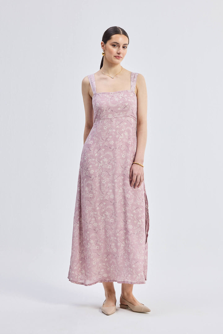 Perfect Floral Maxi With Tapered Straps | Pink