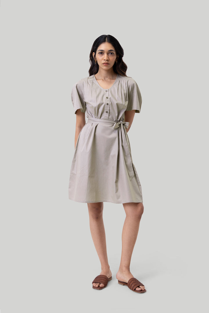 Pleated Tent Dress - Ecru