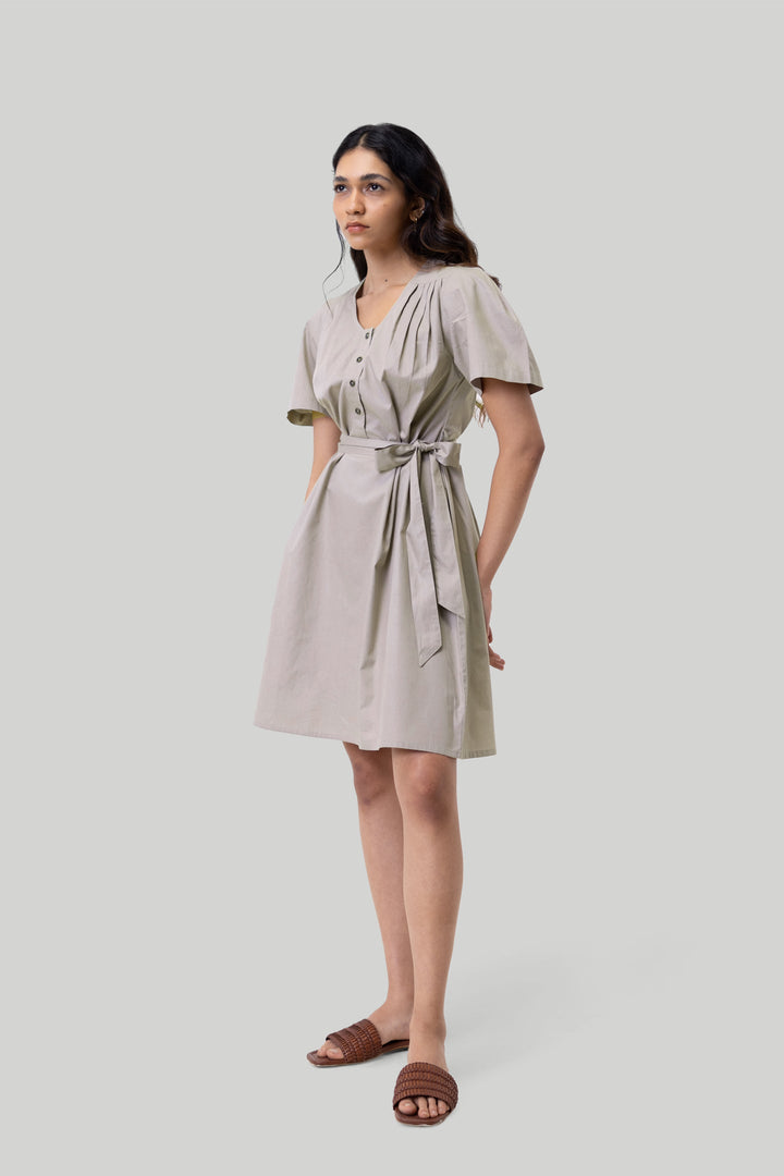 Pleated Tent Dress - Ecru